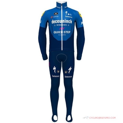 Deceuninck Quick step Cycling Jersey Kit Long Sleeve 2021 Blue